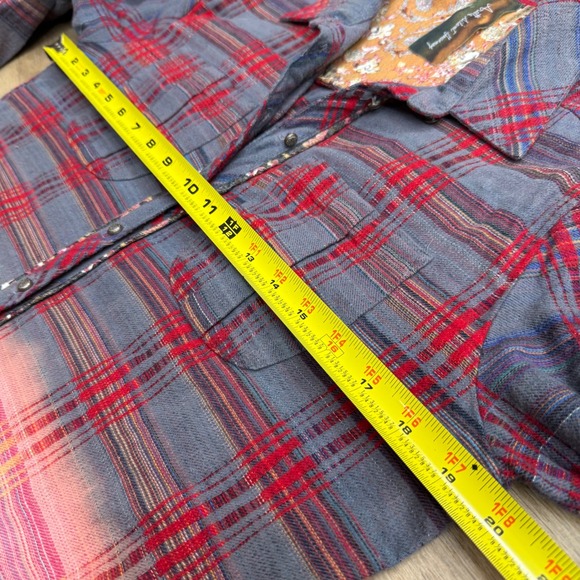 Aratta Silent Journey Flannel Shirt Jacket Patched Boho Grunge Ombre Bohemian - Picture 13 of 14